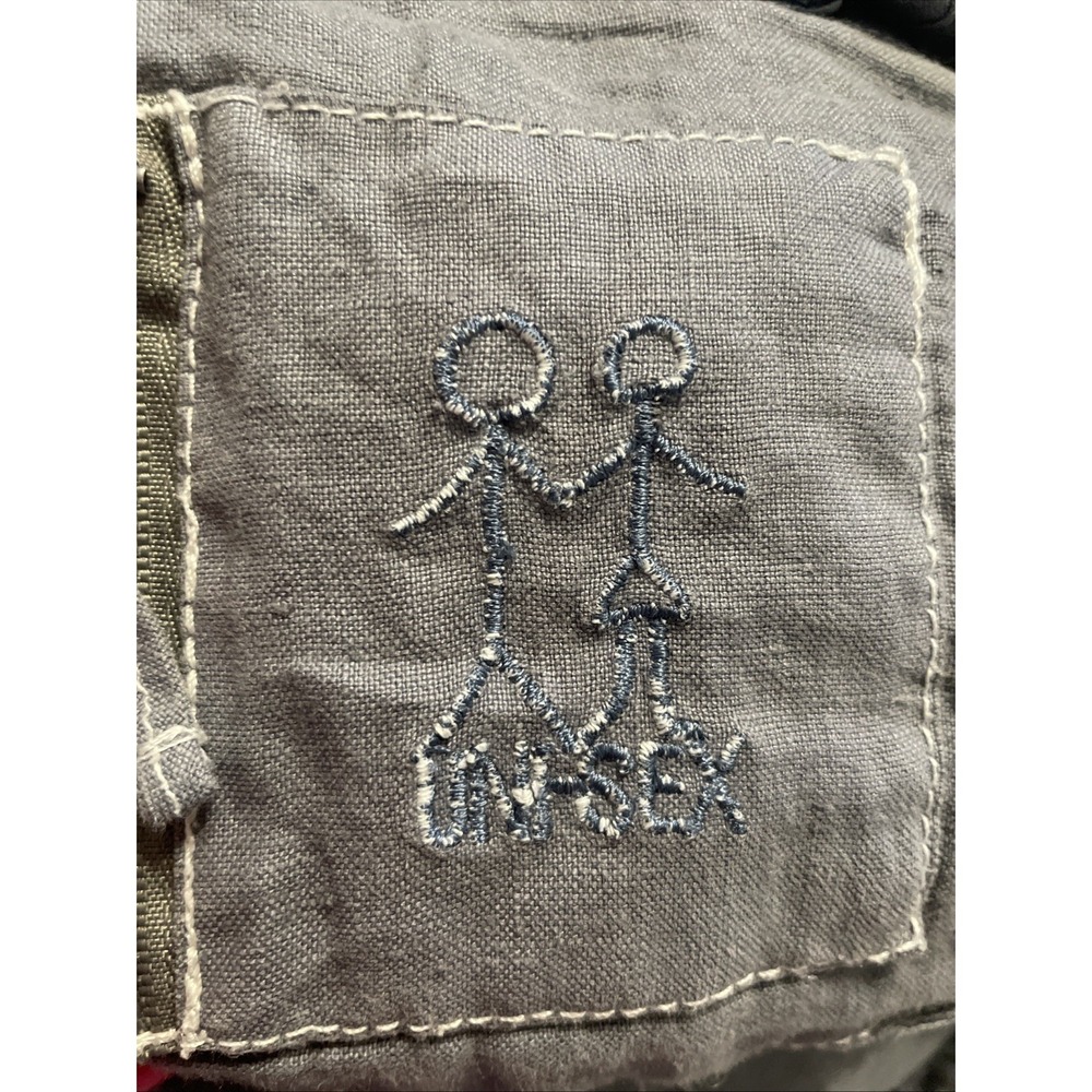 Pete Greta Johnny Was Linen Cargo Pants Size 6 Unisex Zip Pockets Boho Blue Gray - Picture 5 of 5
